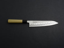 Load image into Gallery viewer, OUL SHIROGAMI 2 STAINLESS CLAD HAMMERED GYUTO 210MM OCTAGONAL MAGNOLIA WOOD HANDLE