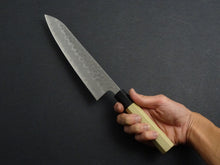 Load image into Gallery viewer, OUL SHIROGAMI 2 STAINLESS CLAD HAMMERED GYUTO 210MM OCTAGONAL MAGNOLIA WOOD HANDLE