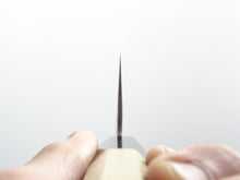 Load image into Gallery viewer, OUL SHIROGAMI 2 STAINLESS CLAD HAMMERED GYUTO 210MM OCTAGONAL MAGNOLIA WOOD HANDLE