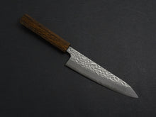 Load image into Gallery viewer, OUL SHIROGAMI-1 STAINLESS CLAD HAMMERED GYUTO 180MM BLACK OAK HANDLE
