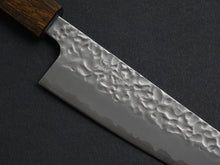 Load image into Gallery viewer, OUL SHIROGAMI-1 STAINLESS CLAD HAMMERED GYUTO 180MM BLACK OAK HANDLE