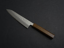 Load image into Gallery viewer, OUL SHIROGAMI-1 STAINLESS CLAD HAMMERED GYUTO 180MM BLACK OAK HANDLE