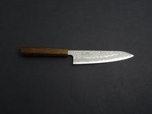 Load image into Gallery viewer, OUL SHIROGAMI-1 STAINLESS CLAD HAMMERED GYUTO 180MM BLACK OAK HANDLE