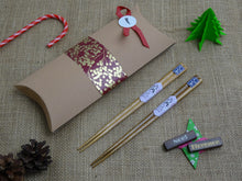 Load image into Gallery viewer, WOOD CHOPSTICKS & REST SET WITH ENGRAVING & GIFT BOX
