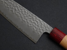 Load image into Gallery viewer, KICHIJI AOGAMI SUPER CORE STAINLESS CLAD TSUCHIME MIGAKI SANTOKU CHERRY WOOD HANDLE