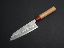 Load image into Gallery viewer, KICHIJI AOGAMI SUPER CORE STAINLESS CLAD TSUCHIME MIGAKI SANTOKU CHERRY WOOD HANDLE
