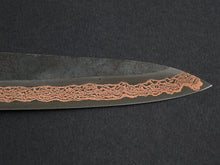 Load image into Gallery viewer, HATSUKOKORO YOROKOBI SLD RAINBOW DAMASCUS KUROUCHI PETTY 150MM BIRCH STABILIZED HANDLE