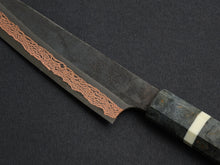 Load image into Gallery viewer, HATSUKOKORO YOROKOBI SLD RAINBOW DAMASCUS KUROUCHI PETTY 150MM BIRCH STABILIZED HANDLE