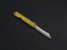 Load image into Gallery viewer, HIGONOKAMI AOGAMI WARIKOMI CRAFT KNIFE MEDIUM SIZE / BRASS HANDLE MADE BY MITSUO