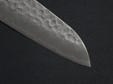 Load image into Gallery viewer, KICHIJI SHIROGAMI-2 STAINLESS CLAD HAMMERED SANTOKU 165MM CHERRY WOOD HANDLE