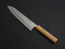 Load image into Gallery viewer, KICHIJI SHIROGAMI-2 STAINLESS CLAD HAMMERED GYUTO 210MM CHERRY WOOD HANDLE