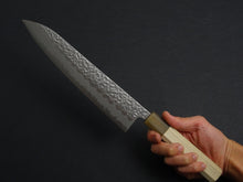 Load image into Gallery viewer, KICHIJI SHIROGAMI-1 / STAINLESS CLAD HAMMERED GYUTO 240MM OCTAGONAL HANDLE