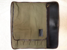 Load image into Gallery viewer, KATABA CANVAS KNIFE ROLL WITH LEATHER BELT (5 POCKETS + 1 ZIPPER POCKET)