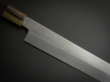 Load image into Gallery viewer, HITOHIRA KIKUCHIYO MANZO AOGAMI-2 SAKIMARU YANAGIBA 300MM EBONY WOOD HANDLE WITH SAYA*