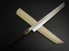 Load image into Gallery viewer, HITOHIRA KIKUCHIYO MANZO AOGAMI-2 SAKIMARU YANAGIBA 300MM EBONY WOOD HANDLE WITH SAYA*
