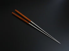 Load image into Gallery viewer, STAINLESS MORIBASHI / PLATING CHOPSTICKS 150MM SATINE WOOD / BLOOD WOOD