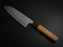 Load image into Gallery viewer, HITOHIRA AOGAMI SUPER MIGAKI HAMMERED SANTOKU 170MM CHERRYWOOD HANDLE*