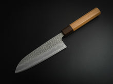 Load image into Gallery viewer, HITOHIRA AOGAMI SUPER MIGAKI HAMMERED SANTOKU 170MM CHERRYWOOD HANDLE*