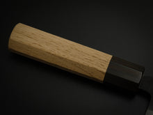 Load image into Gallery viewer, SOZABURO SHIROGAMI-2 STAINLESS CLAD KUROUCHI NASHIJI SANTOKU 165MM OCTAGONAL CHESTNUT HANDLE*