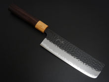 Load image into Gallery viewer, TSUNEHISA AOGAMI SUPER STAINLESS CLAD HAMMERED KUROUCHI NAKIRI 165MM ROSE WOOD HANDLE