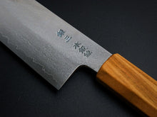 Load image into Gallery viewer, HADO GINSAN DAMASCUS SANTOKU 180MM CHERRY HANDLE FORGED BY SHOGO YAMATSUKA**