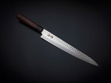 Load image into Gallery viewer, KICHIJI 45 LAYER HAMMERED DAMASCUS SUJIHIKI 240MM ROSEWOOD HANDLE
