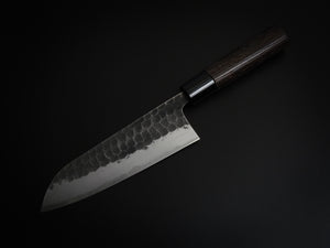 TOSHIHIRO V-2 KUROUCHI HAMMERED NASHIJI SANTOKU KNIFE 165MM CHESTNUT HANDLE