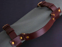 Load image into Gallery viewer, COMO+KATABA HANDMADE HEAVYWEIGHT CANVAS KNIFE ROLL WITH DOUBLE LEATHER FITTINGS AND HANDLE*