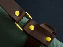 Load image into Gallery viewer, COMO+KATABA HANDMADE HEAVYWEIGHT CANVAS KNIFE ROLL WITH DOUBLE LEATHER FITTINGS AND HANDLE*