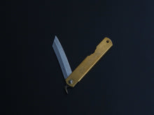 Load image into Gallery viewer, HIGONOKAMI AOGAMI WARIKOMI CRAFT KNIFE MEDIUM LARGE SIZE / BRASS HANDLE
