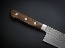 Load image into Gallery viewer, KICHIJI AUS-8 HAMMERED SANTOKU KNIFE 180MM BROWN PAKKA HANDLE