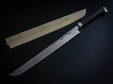 Load image into Gallery viewer, HITOHIRA TANAKA MOSUKE AOGAMI-1 DAMASCUS SAKIMARU TAKOHIKI EBONY HANDLE