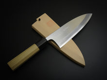 Load image into Gallery viewer, KICHIJI JOSAKU DEBA 165MM OCTAGONAL MAGNOLIA WOOD HANDLE**