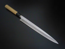 Load image into Gallery viewer, HITOHIRA KIKUCHIYO MANZO GINSAN / SILVER 3 YANAGIBA 300MM MAGNOLIA WOOD HANDLE
