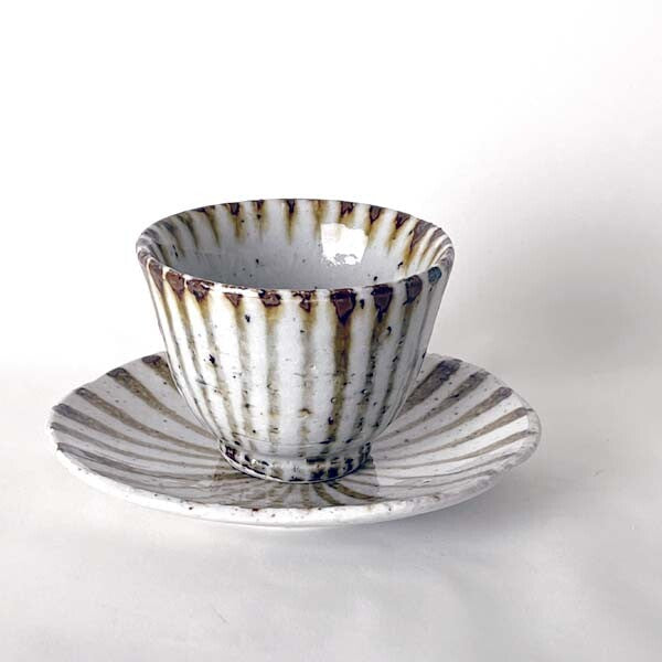 ROKURO SENKO WHITE TOGUSA CUP & SAUCER SET