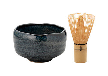 TSUNAGU YOHEN RINKA NAVY MATCHA BOWL WITH BAMBOO WHISK #80 SET