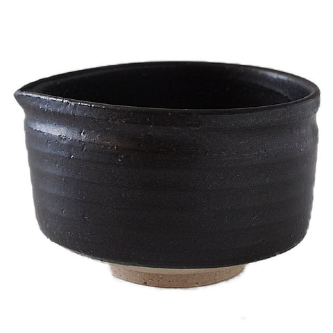 MINOYAKI BLACK KATAKUCHI MATCHA BOWL (LARGE)