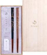 TSUGI CHOPSTICKS GIFT SET KIRI WOOD BOX (NAVY & PINK)