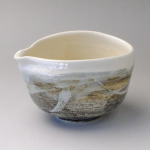 MINOYAKI WHITE NAGASHI KATAKUCHI MATCHA BOWL