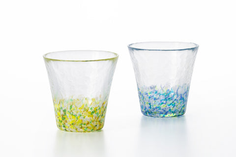 TSUGARU HANDMADE VIDRO GLASS CUP SET OF 2 (SUMMER FLOWER)