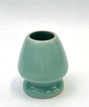 Load image into Gallery viewer, MINOYAKI GENJI GREEN MATCHA BOWL WITH BAMBOO WHISK #80 &amp; WHISK STAND SET
