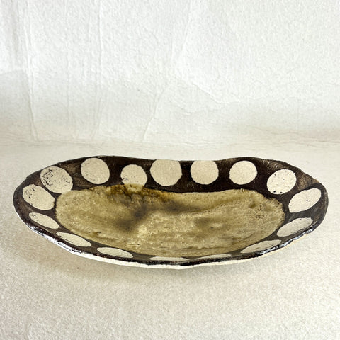 ROKURO OVAL PLATE DOT BROWN