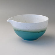 MINOYAKI TURQUOISE BLUE KATAKUCHI MATCHA BOWL