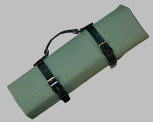 COMO+KATABA HANDMADE HEAVYWEIGHT CANVAS KNIFE ROLL WITH DOUBLE LEATHER FITTINGS AND HANDLE