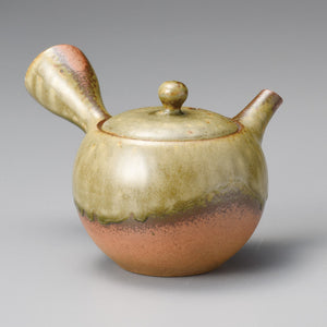 TOKONAME WARE ISSHIN MARU KYUSU/TEAPOT GLAZED WITH NATURAL WOOD ASH (WITH TEA STRAINER)