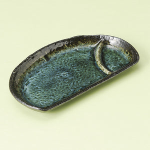 YUZU KURO-GINGA HALF MOON SHAPED PLATE