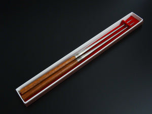 STAINLESS MORIBASHI / PLATING CHOPSTICKS 135MM SATINE  WOOD /  BLOOD WOOD