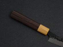 Load image into Gallery viewer, TSUNEHISA AOGAMI SUPER STAINLESS CLAD HAMMERED KUROUCHI PETTY 135MM ROSE WOOD HANDLE
