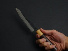 Load image into Gallery viewer, TSUNEHISA AOGAMI SUPER STAINLESS CLAD HAMMERED KUROUCHI PETTY 135MM ROSE WOOD HANDLE
