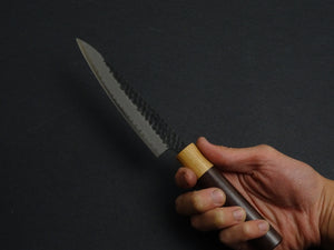 TSUNEHISA AOGAMI SUPER STAINLESS CLAD HAMMERED KUROUCHI PETTY 135MM ROSE WOOD HANDLE